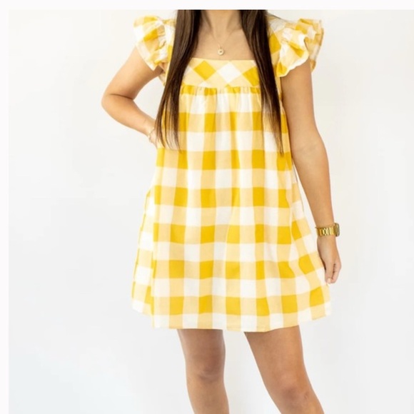 Entro Gingham Yellow and White Checker Dress - Picture 1 of 9